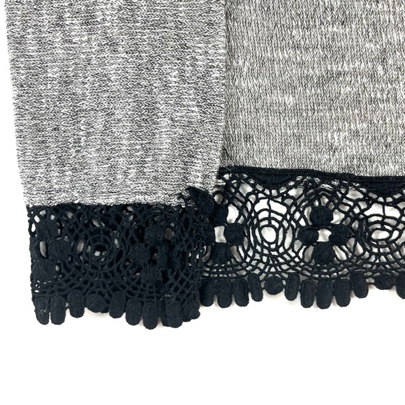 MOD Boutique Knit Grey Lace Trim Cardigan Sweater - Picture 5 of 6